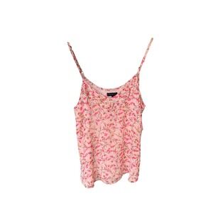 1 STATE Pink Floral Cami Tank Top Women's Size Large Spaghetti Strap